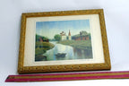 Olga Ivleva Watercolor Signed Russia village river church Art framed