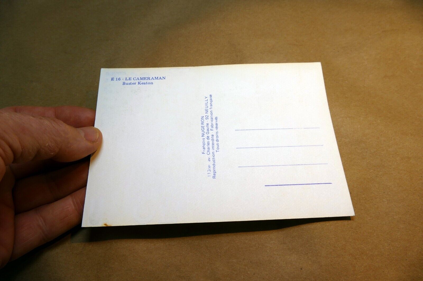 Le Cameraman BUSTER KEATON 1920's E-16 Postcard Paris France - unposted