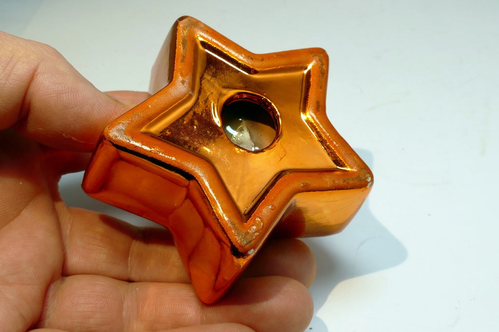 Star Shaped tealight candle holder  vintage  3" gold tone
