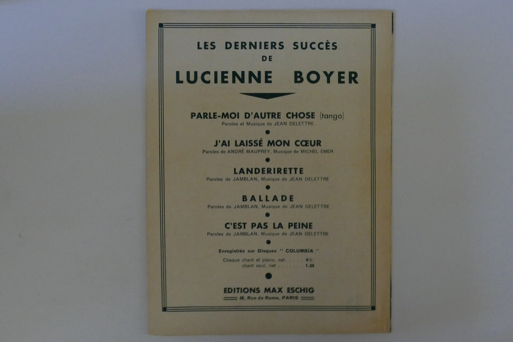 C'est Pas La Peine, 1932, by Jamblan and Jean Delettre, Editions Max Eschig