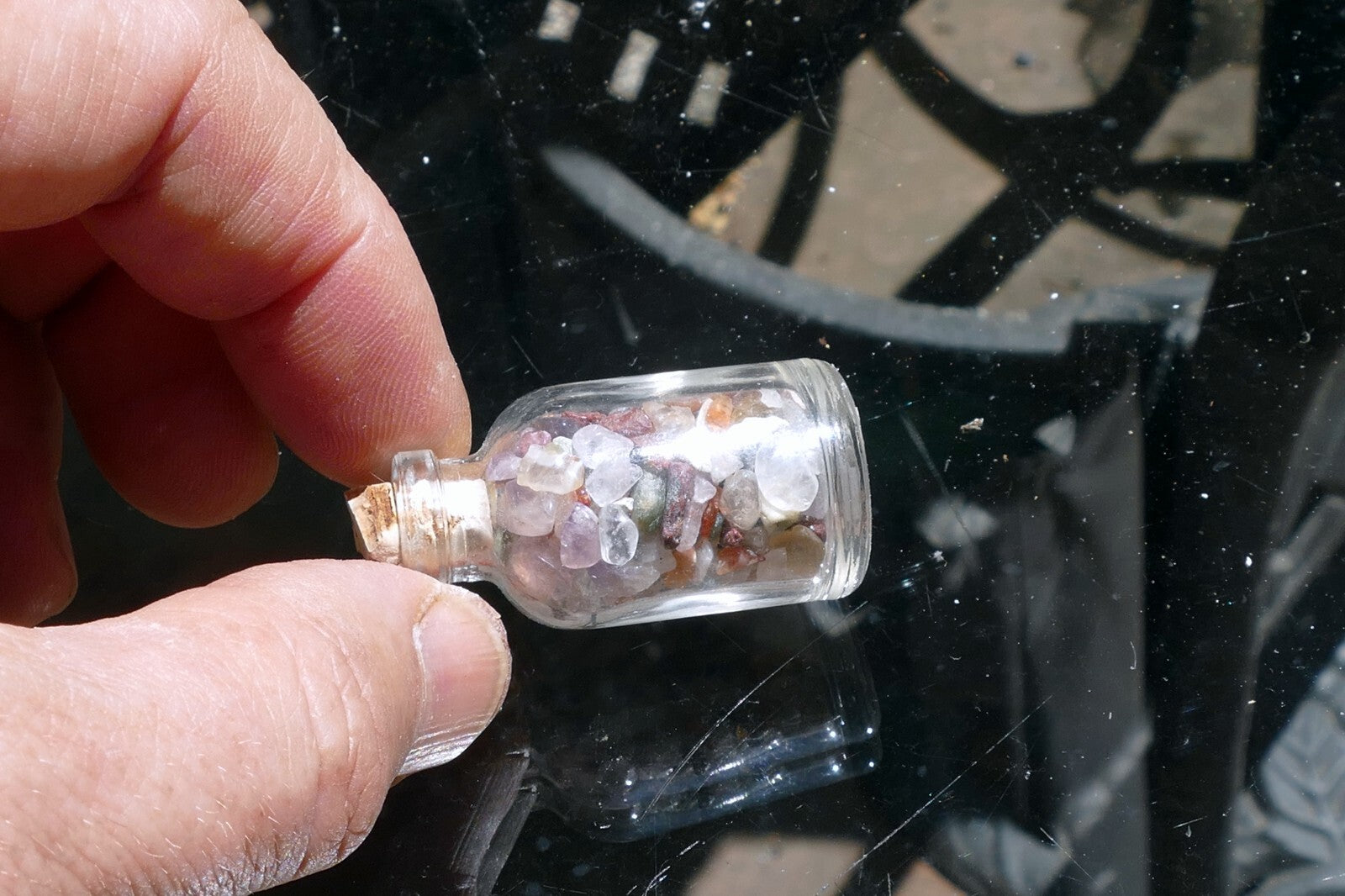 Small 4cm bottle with beach sand sea glass Indian Ocean decor souvenir