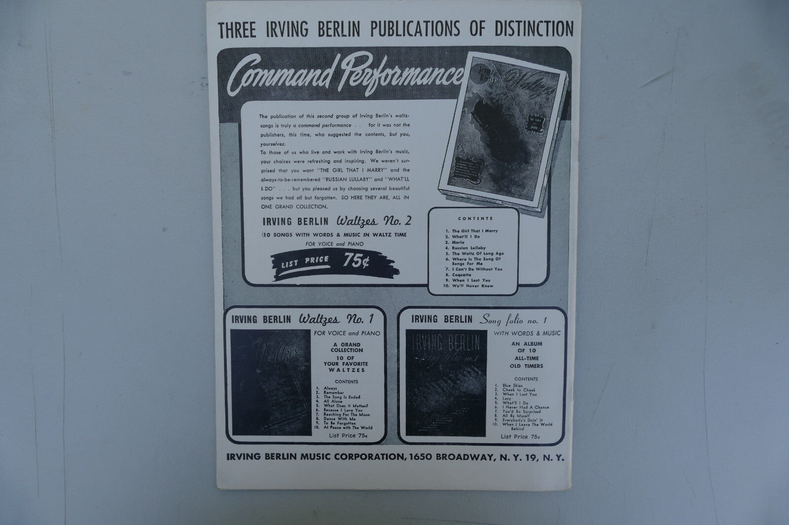 Irving Berlin Waltzes collection No 1 and No 2 1945 by Irving Berlin