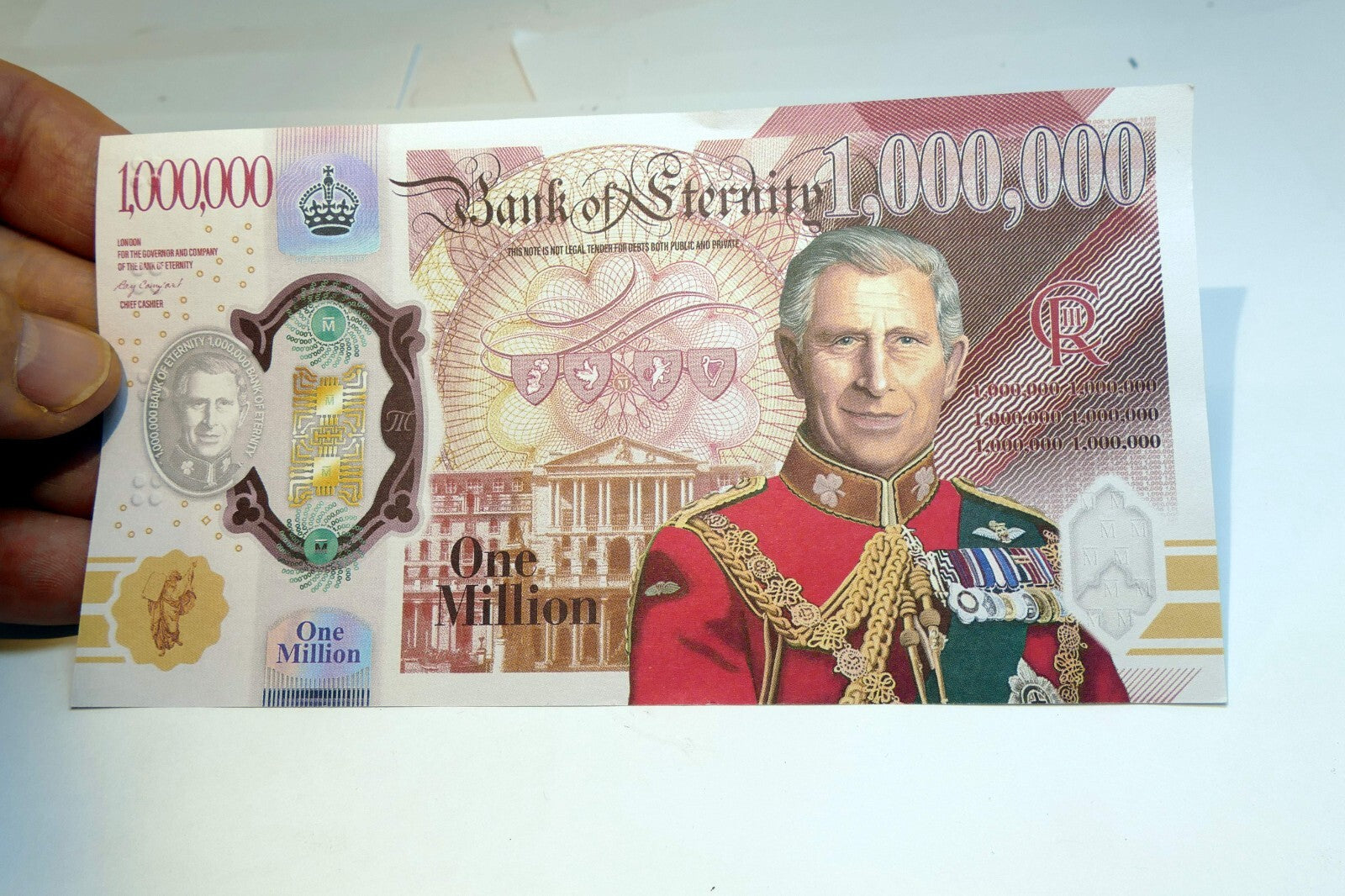 Bank of England £1,000,000 note bill " In God We Trust" Religious message sinner