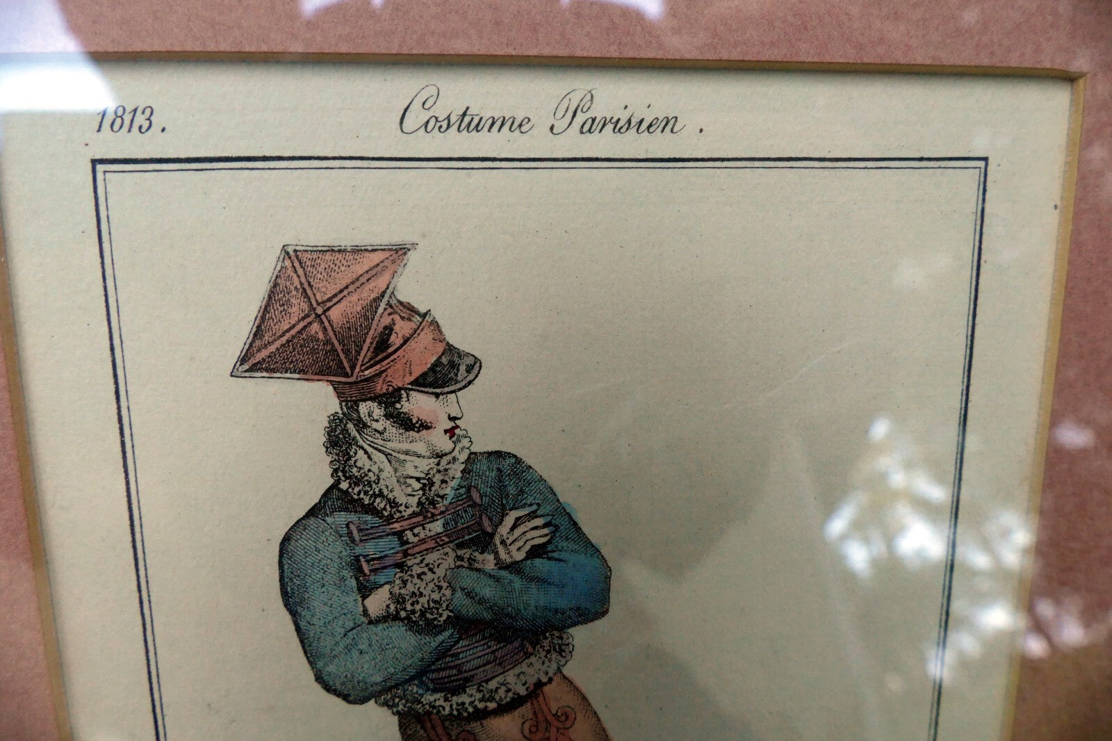 Fashion Engraving 1813 Parisian Costume French Gentleman's Skating framed