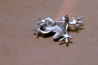 Vintage Frog Brooch Pin Brooch Silver Tone Jeweled  sparkling