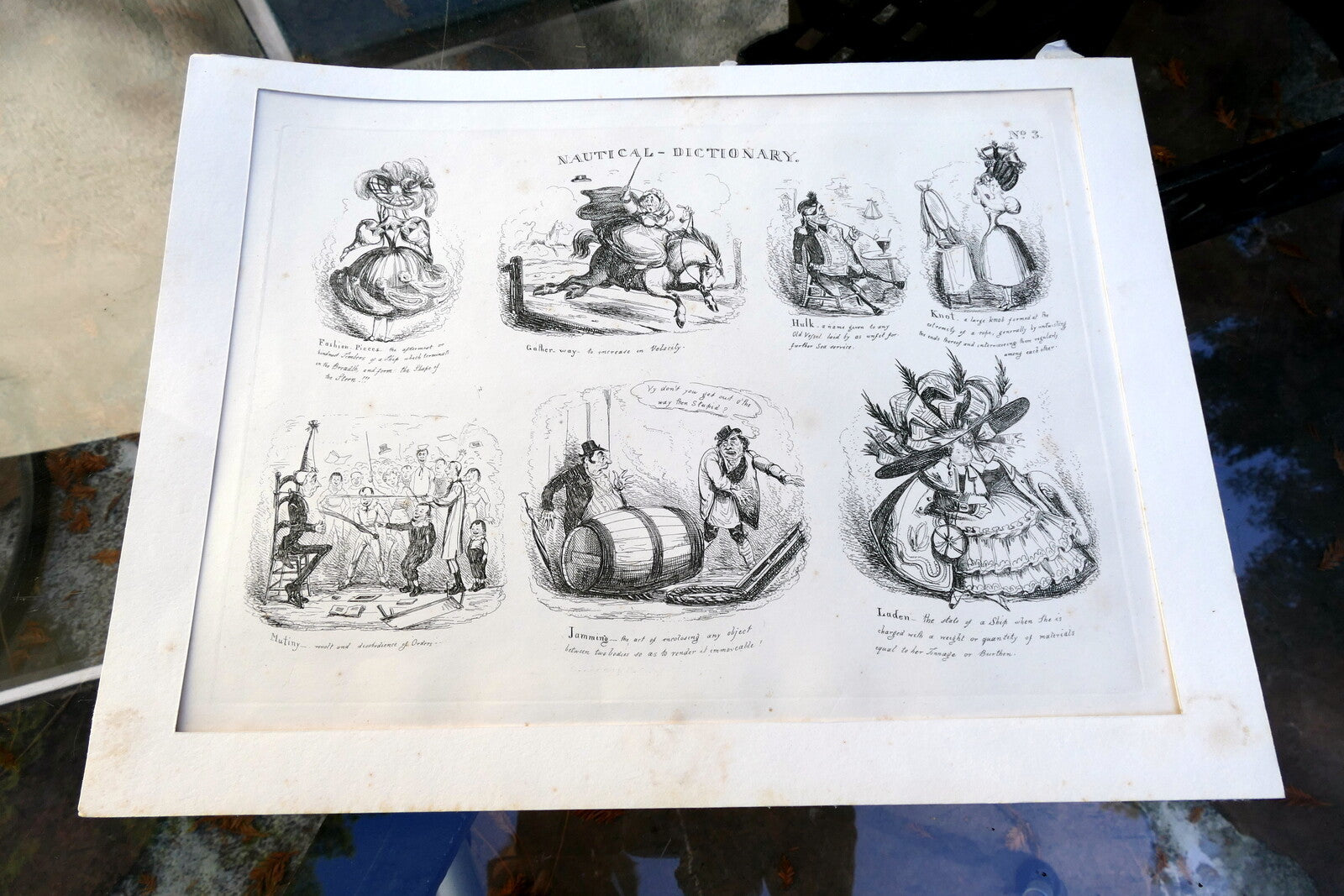 NAUTICAL DICTIONARY No 3 HENRY HEATH CARICATURE PRINT  1840 Victorian