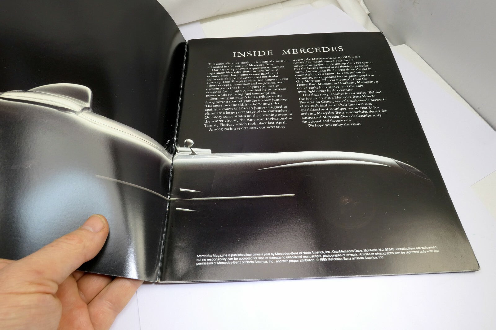 MERCEDES Magazine Summer 1985  300 SLR Volume XVI car brochure ad