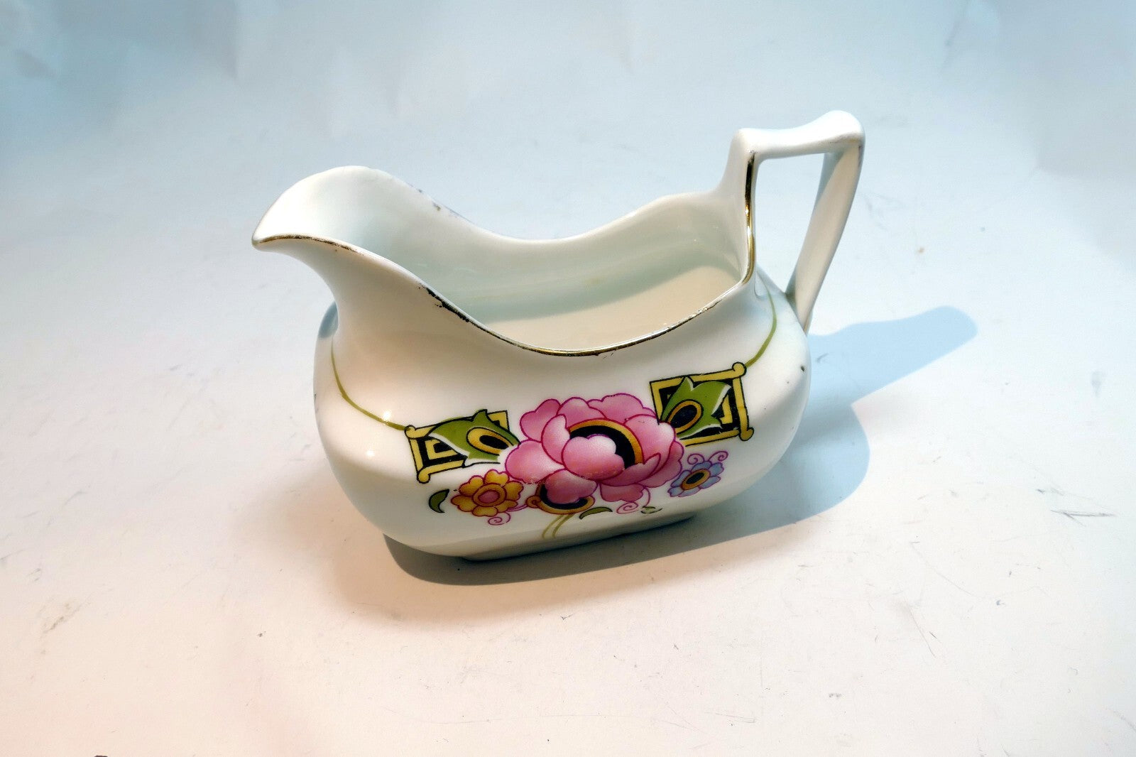 Z.S. & Co Creamer pitcher Flowers Pink with gold trim  made in Bavaria