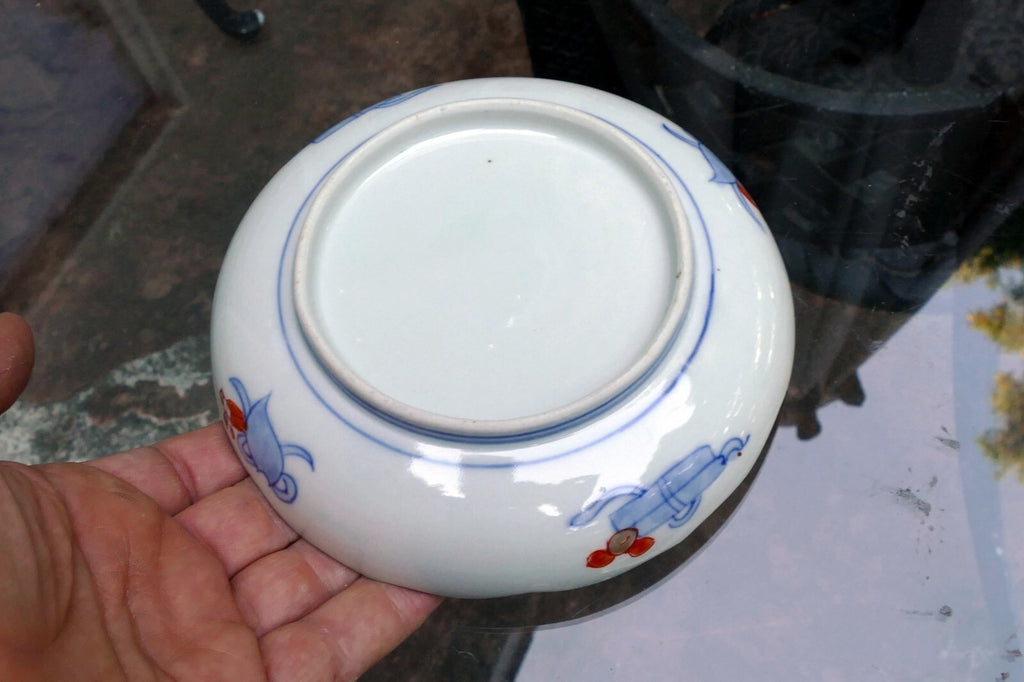 Japanese Imari-ware Colored porcelain Gold Peach PLATE/dish 6" scalloped