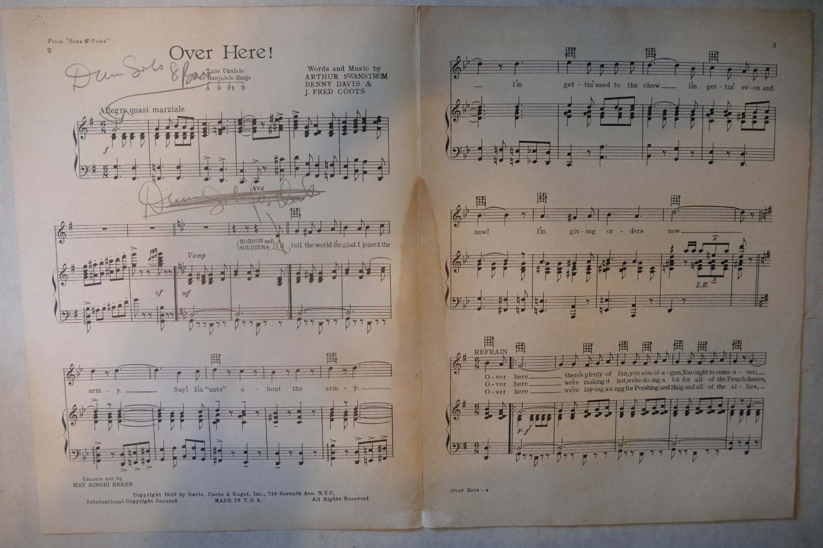 Over Here, 1929, "Sons O' Guns", by Arthur Swanstrom, Benny Davis, J. Fred Coots
