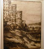 Russian hill san francisco signed etching 1900's stefan bunyitay