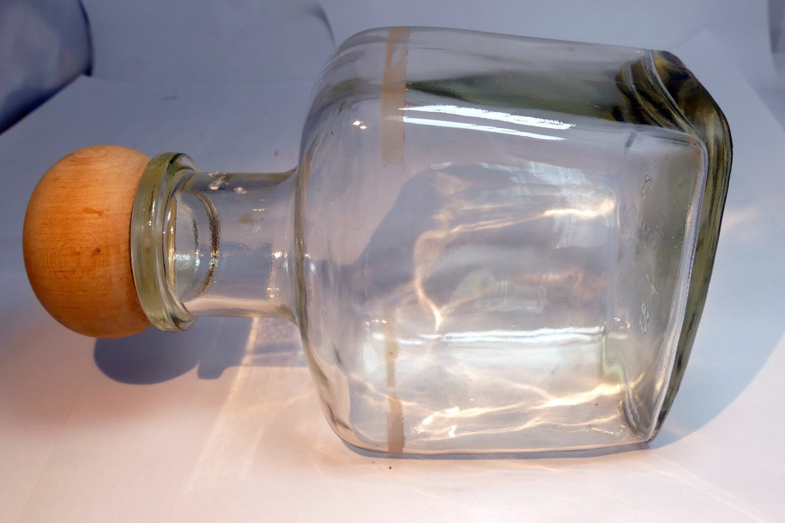 Glass Bottle with Wooden Stopper clear 1 quart