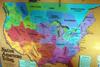 Large framed tribes of the native american nation pictorial map cherokee 1989