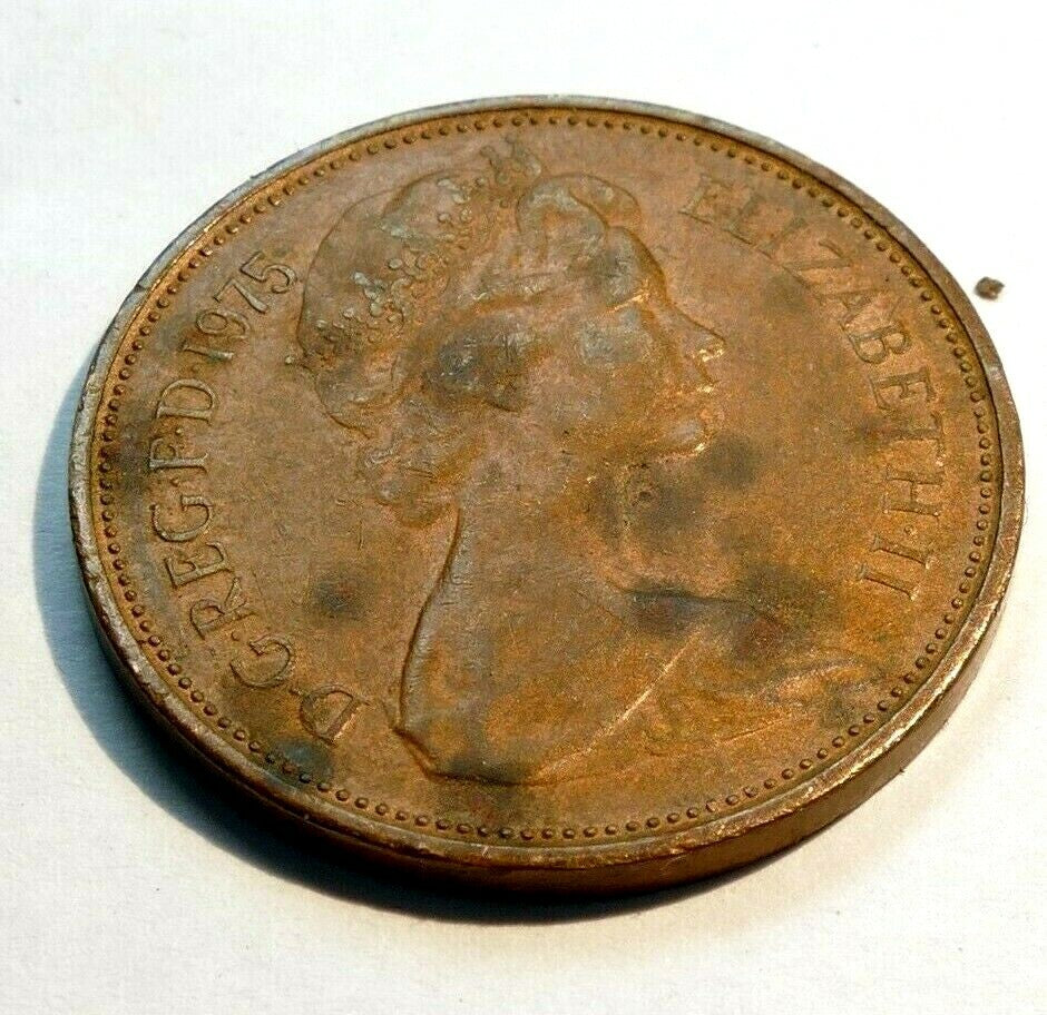 New 2 pence coin elizabeth ii 1975 great britain two pence uk