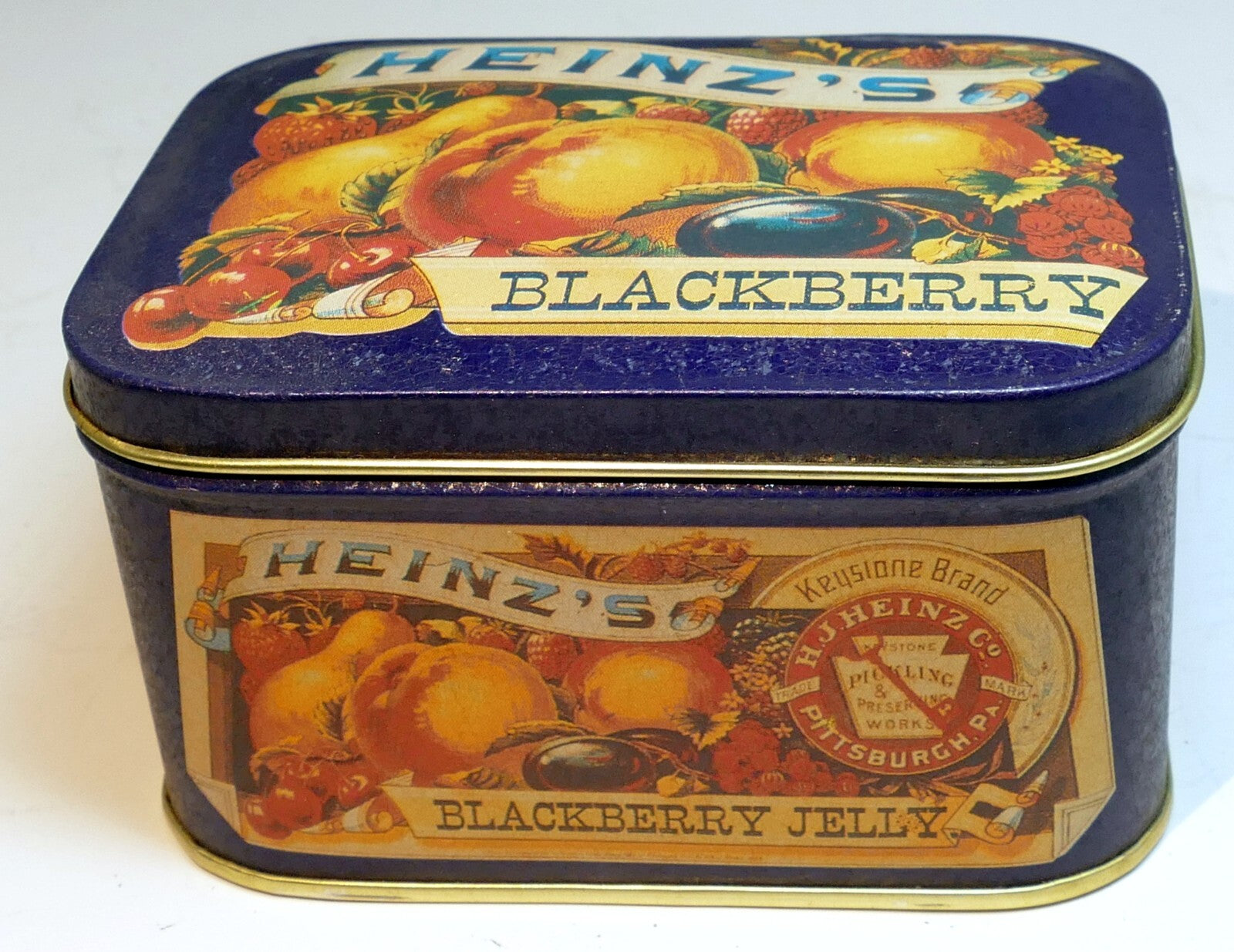 Vintage heinz’s blackberry jelly tin can empty rectangle