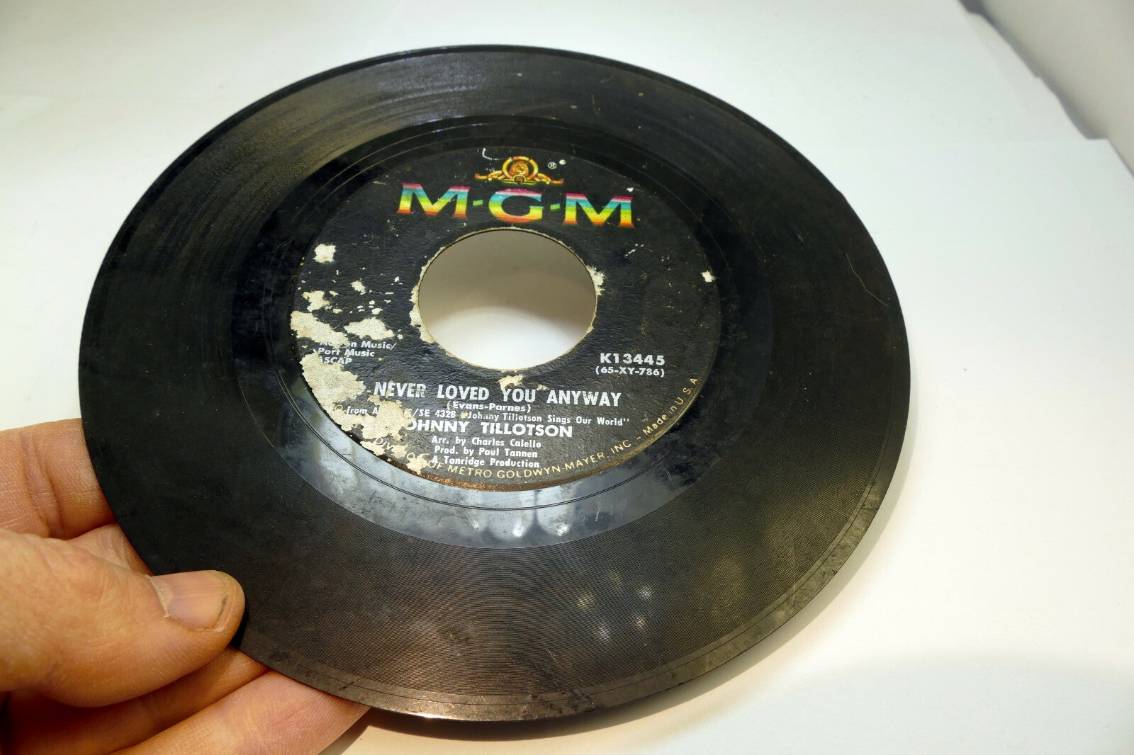 Johnny Tillotson Record 45rpm Hello Enemy I Never Loved You Anyway MGM -  AS IS