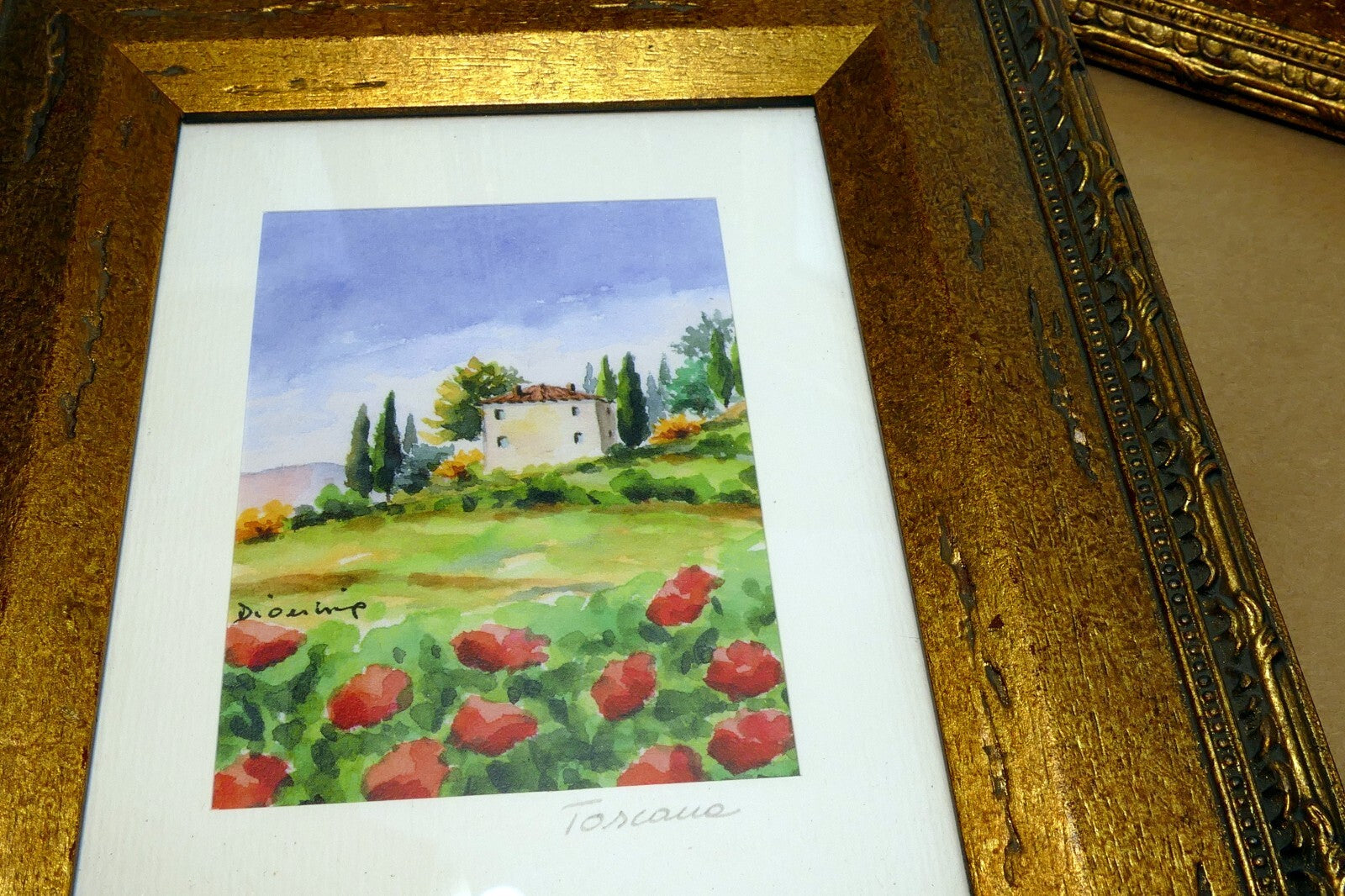Pack of 3 Italy Tuscany style prints Framed signed Dianne lot of three