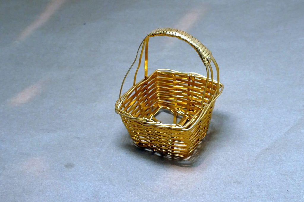Gold Baskets Small Metal 2X3" rectangle square for Christmas Treat Tree