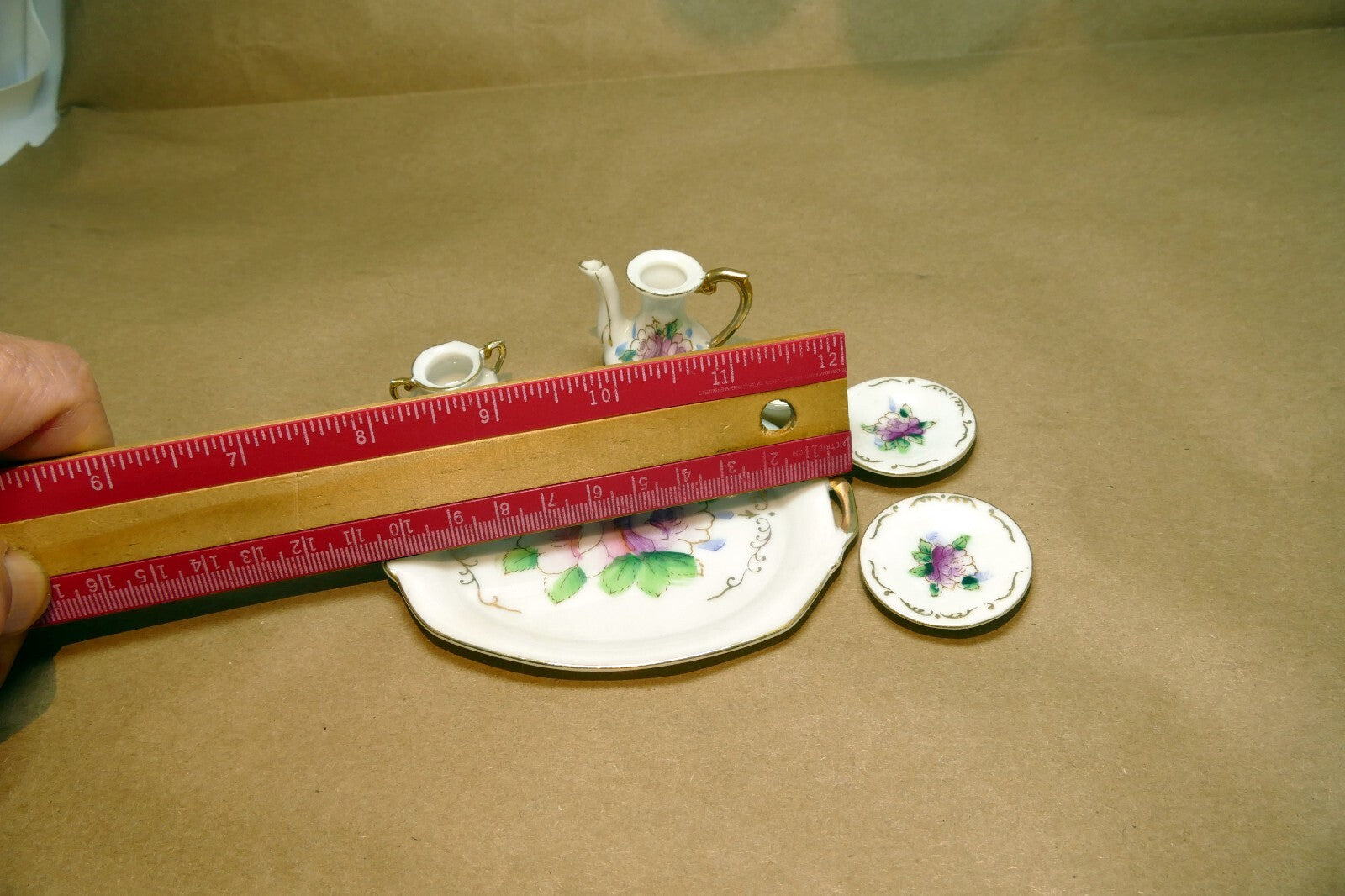 MINIATURE  CHINA VIOLETS FLOWERS PORCELAIN Tea Set JAPAN 7X11cm FLORAL DESIGN
