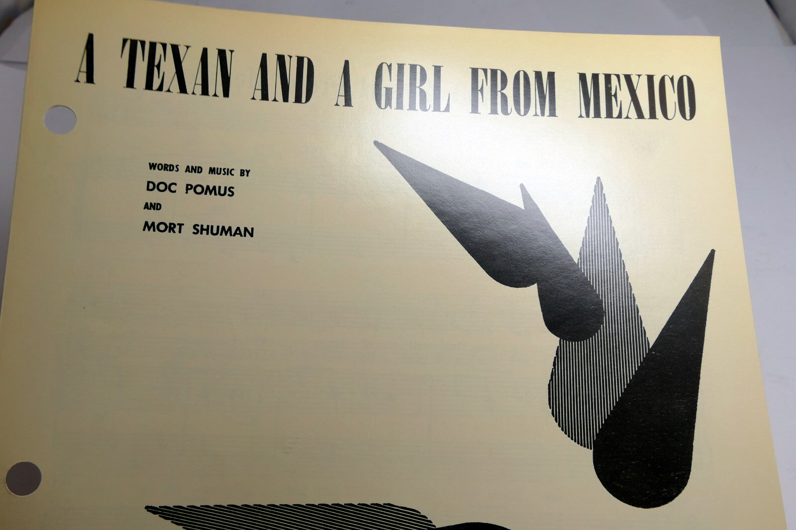 A texan and a girl from mexico 1961 sheet music doc pomus mort shuman