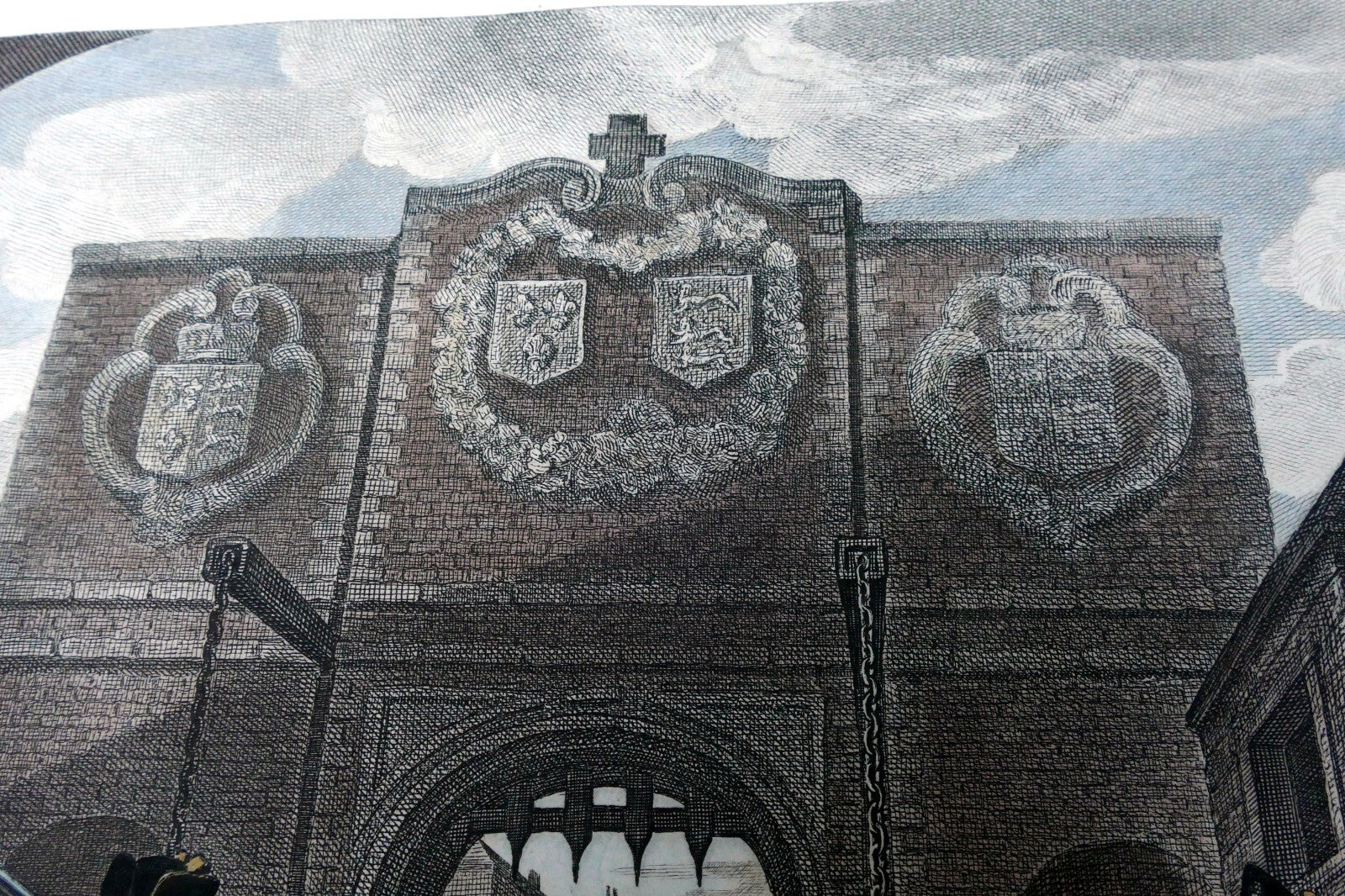 Gate of Calais England 1749  Print William Hogarth Antique Steel Engraving