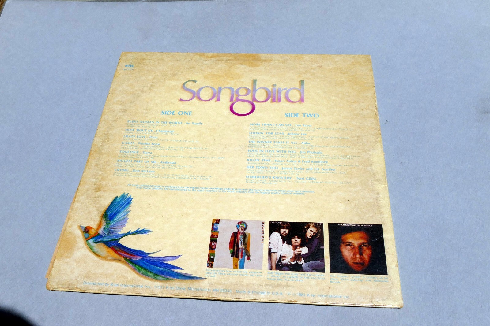 SONGBIRD NU9730 LP Vinyl McLean Sayer Abba James Taylor 1981