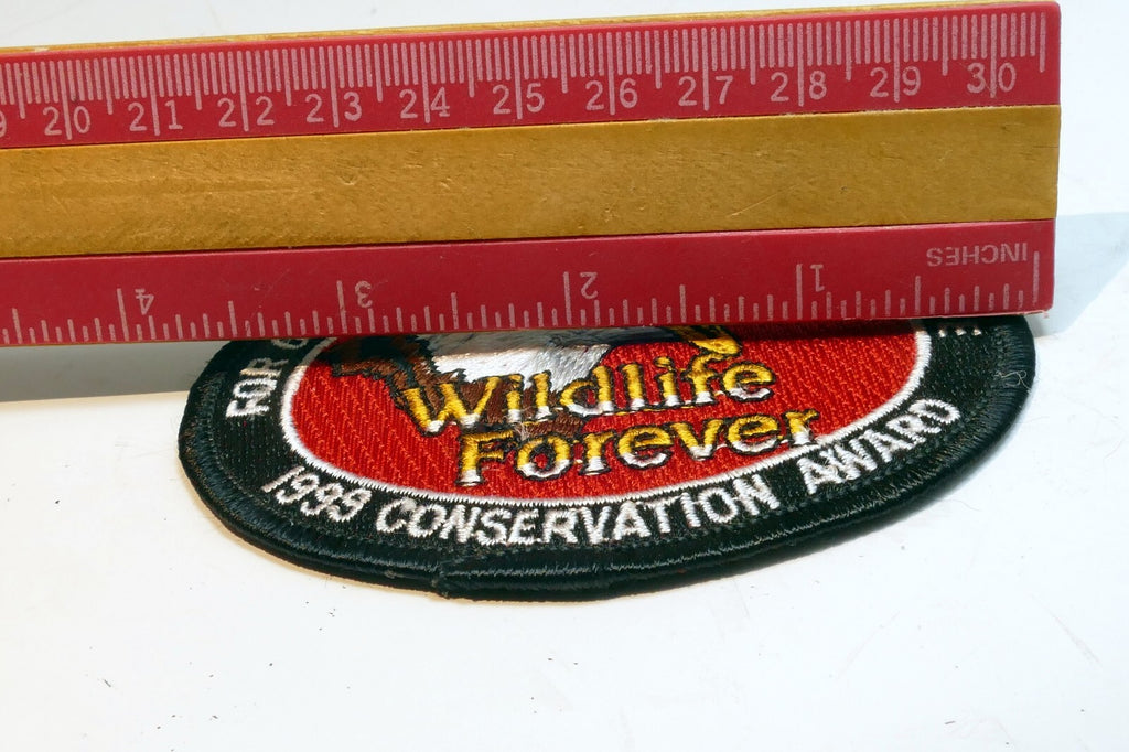 WILDLIFE FOREVER Embroidered Iron On Patch Badge Eagle Support 1999 Conservation