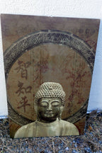 Buddha Face Wall Print Meditating Poster [24" x 36"] Large Framed - vintage USA