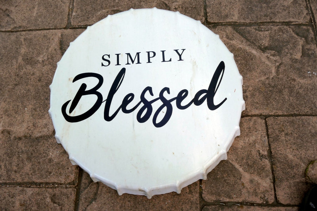Beer Cap hanging Tin Metal Poster Sign beer 16X16" "Simply BLESSED"