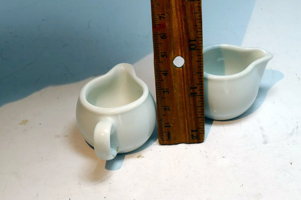 German Schonwald Miniature  3cm tall White Milk Creamer Pitcher Set Of two