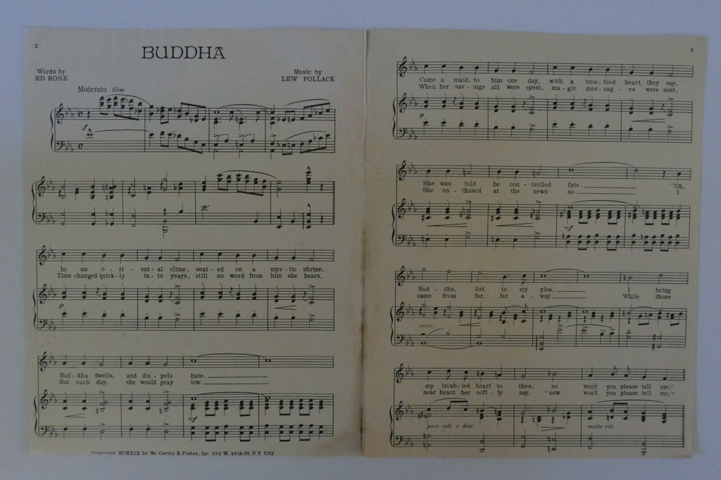 Buddha, 1919, by Lew Pollack and Ed Rose, McCarthy and Fisher