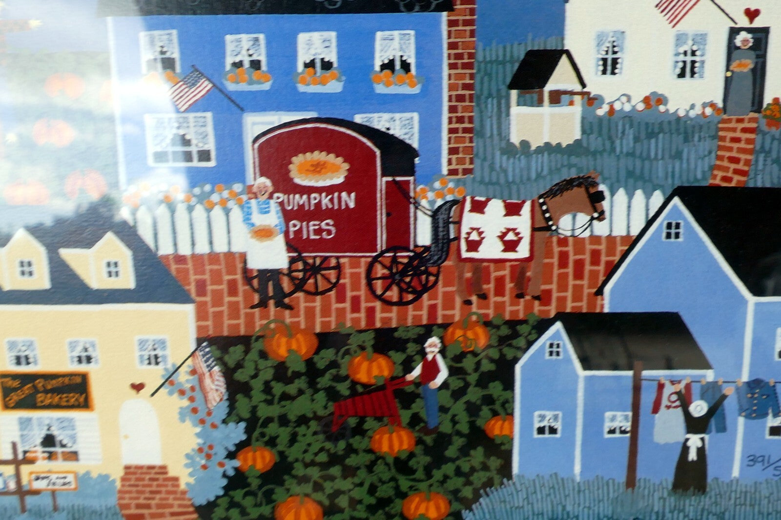 Pumpkin's Cove Folk Art 7X9" Print by Donna Perkins Signed Certified 391/500