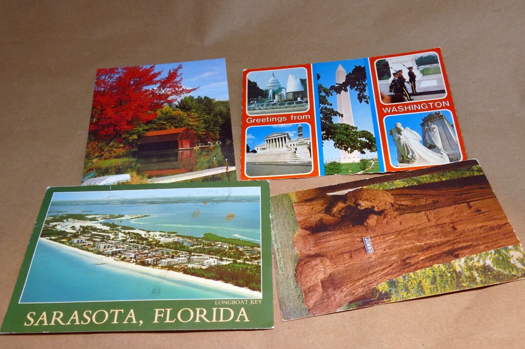 Postcard lot of 4 posted usa california sequoia florida, wisconsin washington