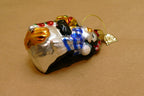 Thomas Pacconi Glass Penguin Christmas Ornament gold Blue w/ a bow