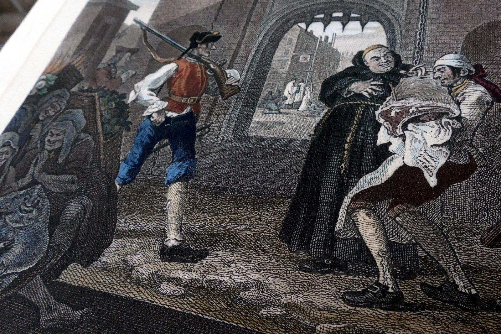 Gate of Calais England 1749  Print William Hogarth Antique Steel Engraving
