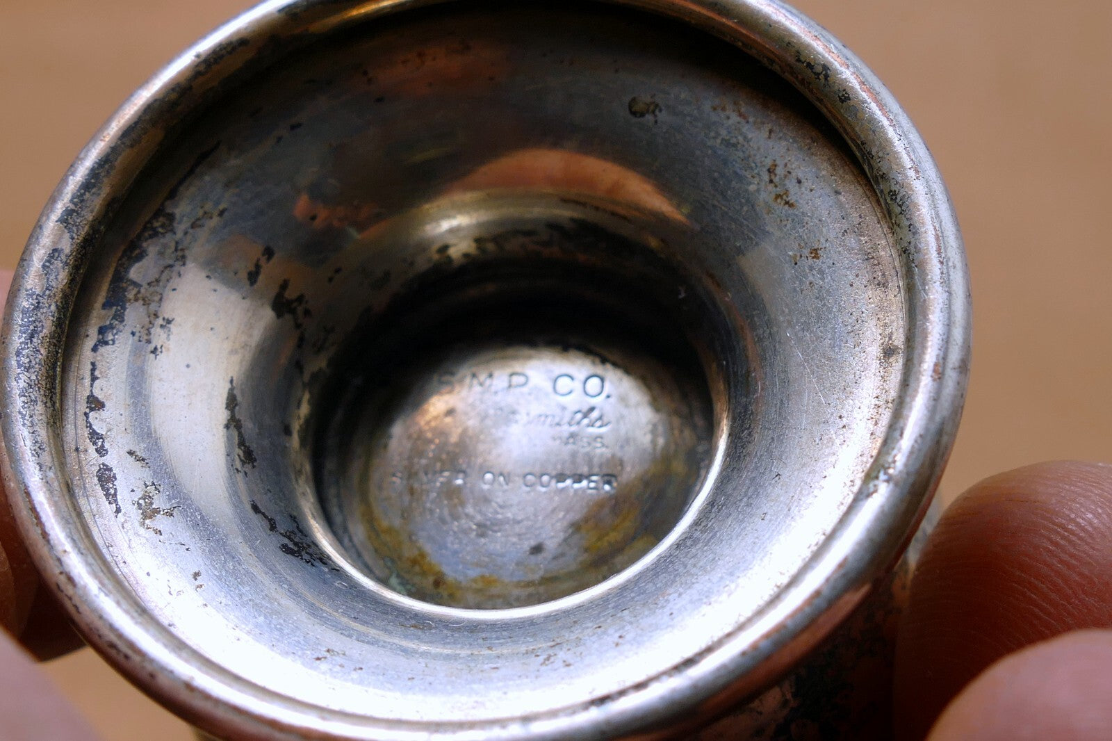Antique SMP CO Silversmith Silver Copper small bowl dish 2.5X3" small