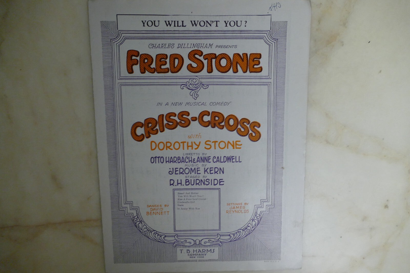 You Will Won't You 1926 by Jerome Kern from "Criss-Cross" musical