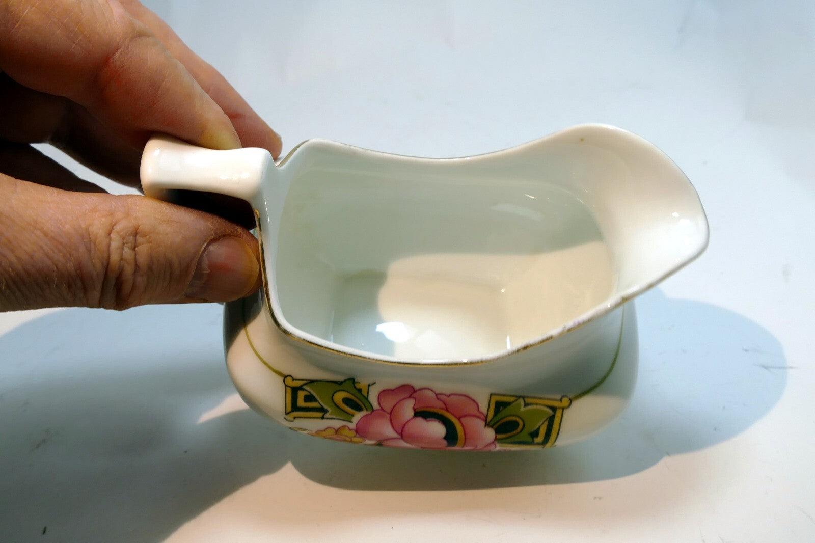 Z.S. & Co Creamer pitcher Flowers Pink with gold trim  made in Bavaria