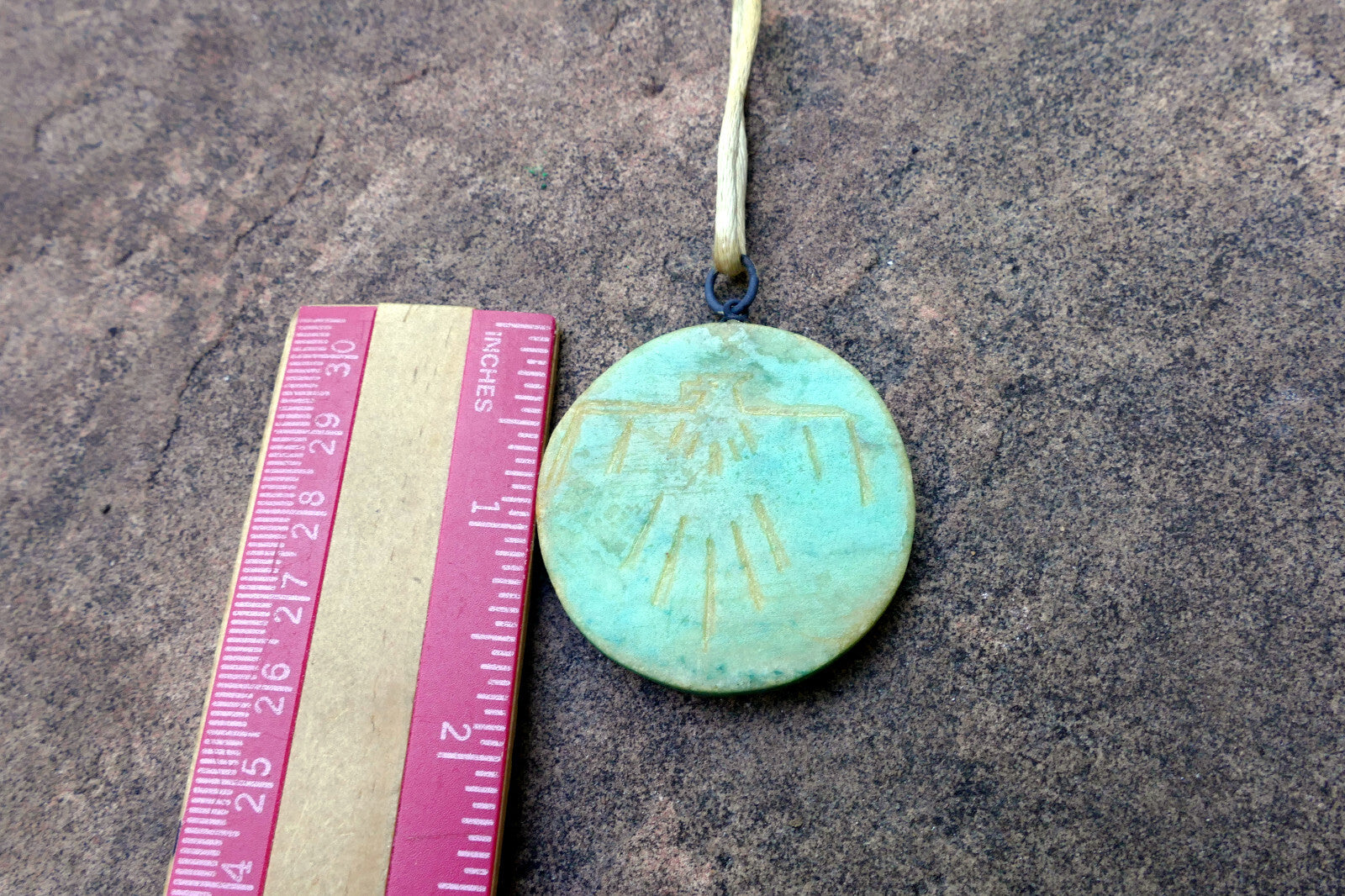 Eagle Pendant Necklace Native American south west USA stone etched