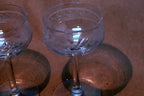 Set of 3 Fostoria Wave Needle Etched 4 1/3" Handled Goblets Cordial crystal lot