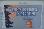 In a window, in a house, in caroline sheet music 1930 by billy frisch and otto motzan