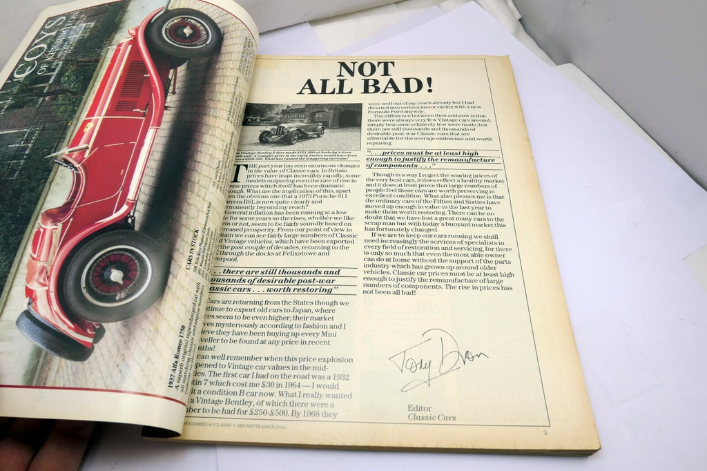 Thoroughbred Classic Cars Magazine September 1988 Team Healey Lives! Bentley