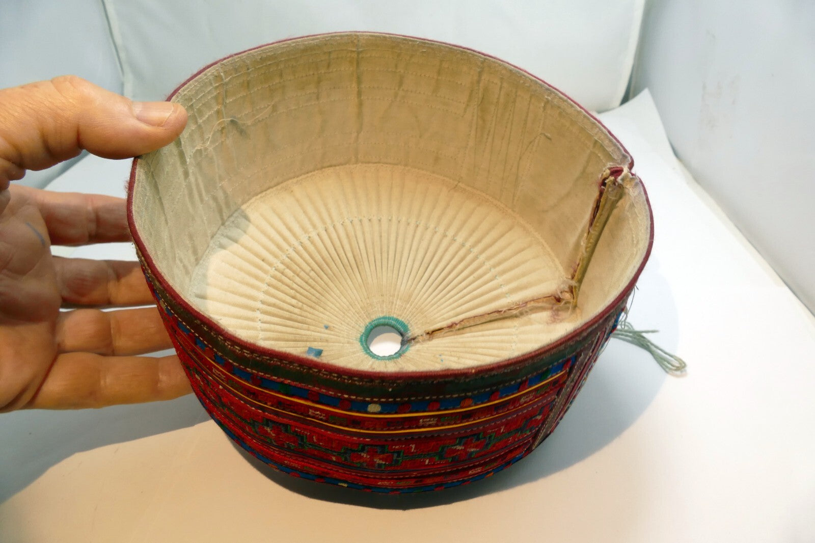 Chinese ethnic Miao people's embroidered girl hat Vintage hand made