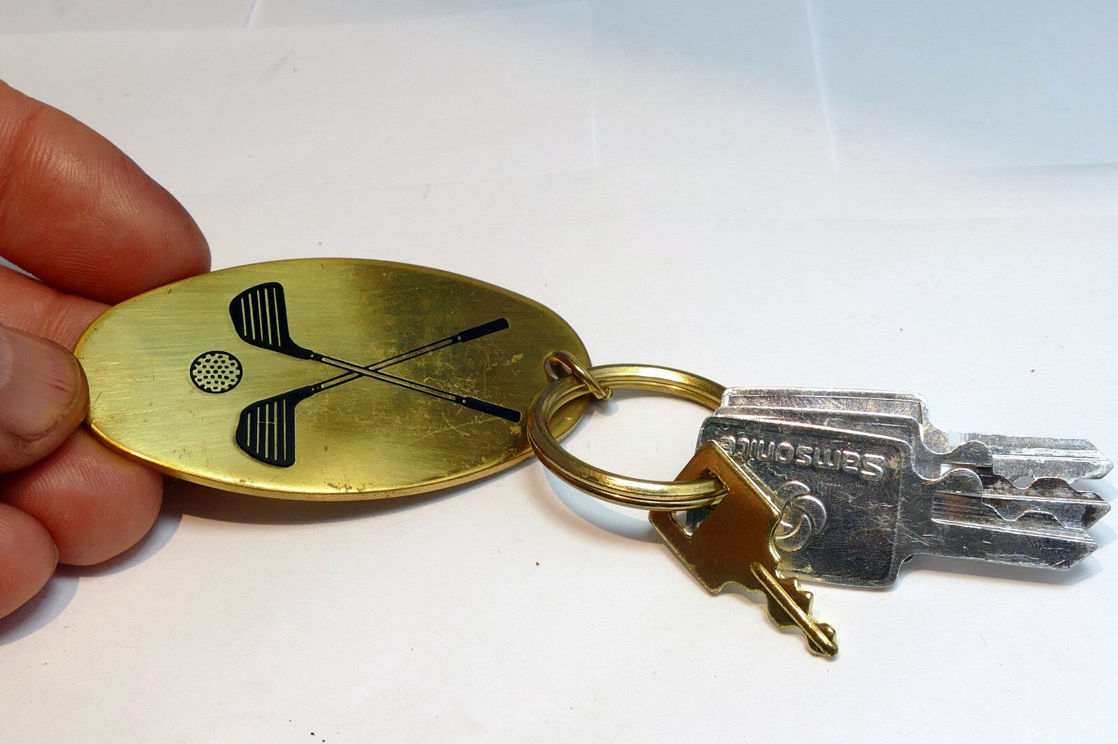 Golf Bag with Clubs Brass Key Chain 2.5 Inch Engravable Samsonite keys