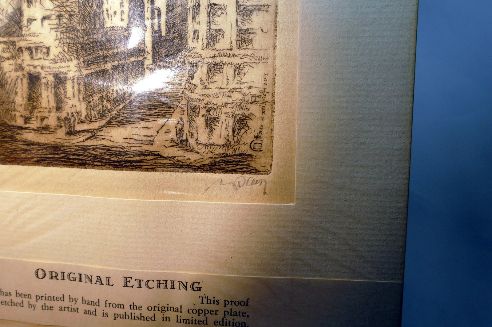 San Francisco Montgomery Street Hand Signed Etching 1900's USA Limited edition