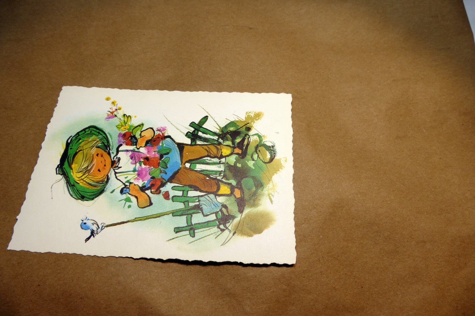 Adolf KORSCH VERLAG Postcard Munchen Boy with Flowers - Unposted Art