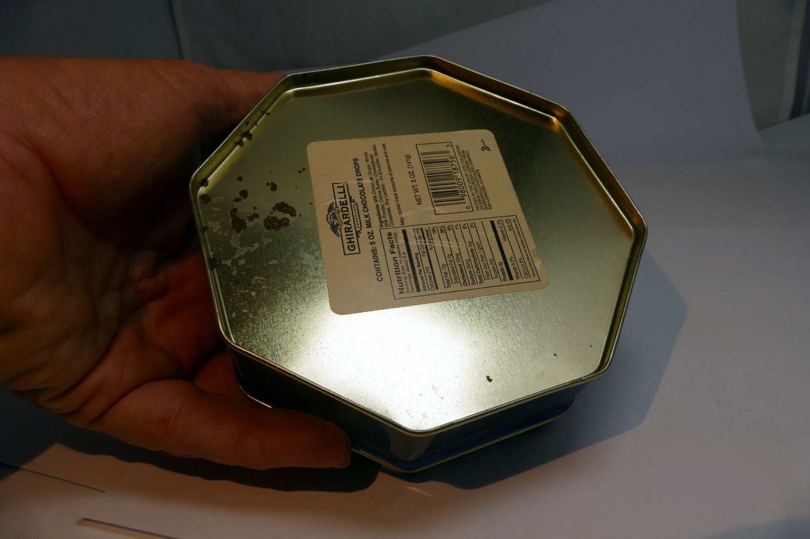 Metal Empty Tin/Container Ghirardelli Milk  Chocolate 5X5 octagonal