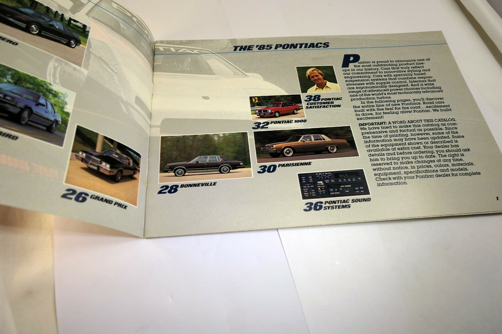 Pontiac 1985 "We Build Excitement" Dealership advertisement Sales Brochure Car