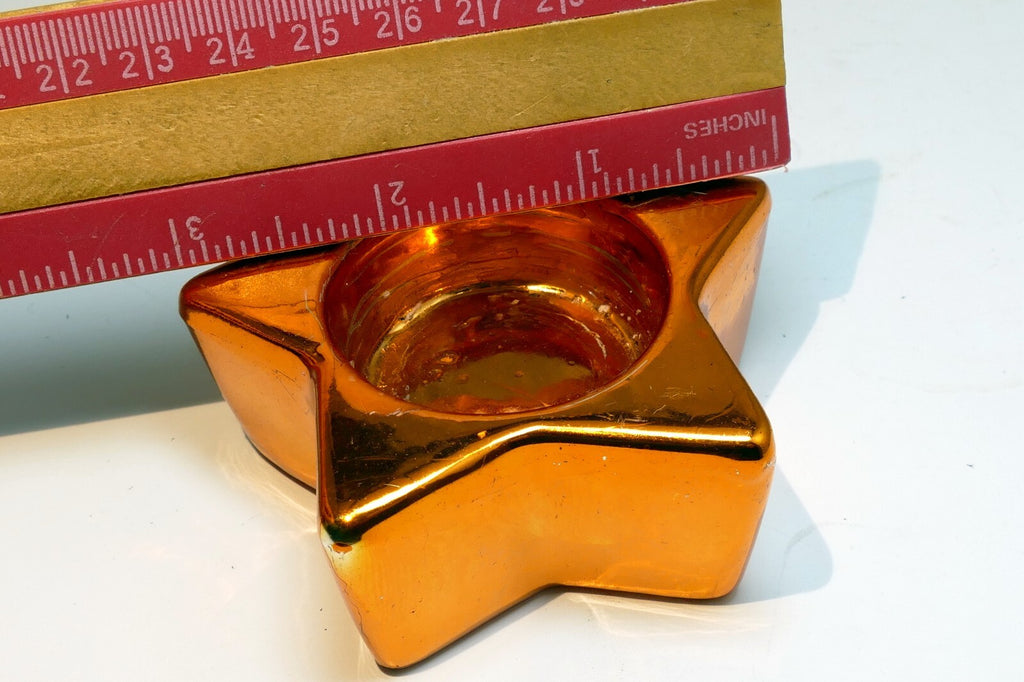 Star Shaped tealight candle holder  vintage  3" gold tone