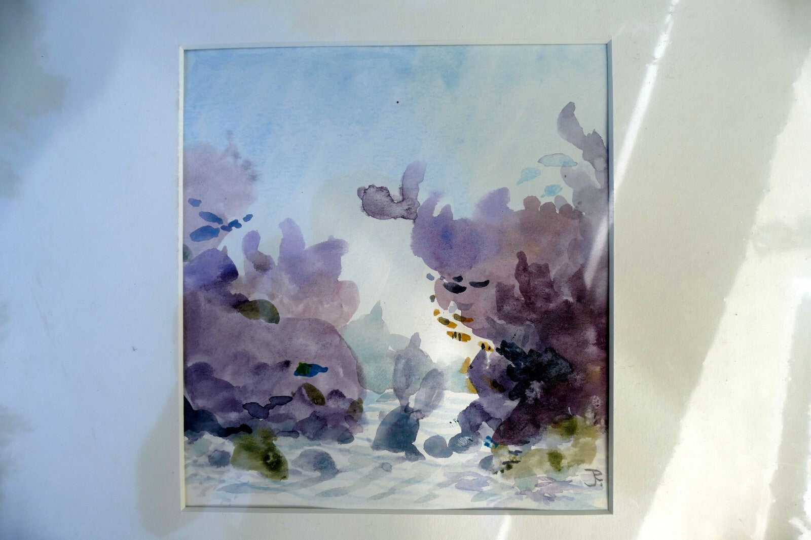 Vieques Island Scuba original watercolor painting 1980 signed by  JR